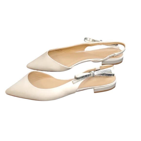 Ted Baker Jane Bow Slingback White Pointed Toe Flats Bridal Shoe NWT Size 10 - Picture 12 of 16